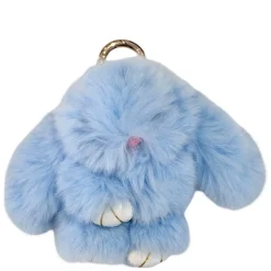 Fluffy Bunny Bag Charm Light Blue