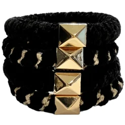 Fluffy Fat Hair Tie Black Stripes