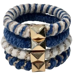 Fluffy Fat Hair Tie With Gold Ibiza Blue Mix 4pcs