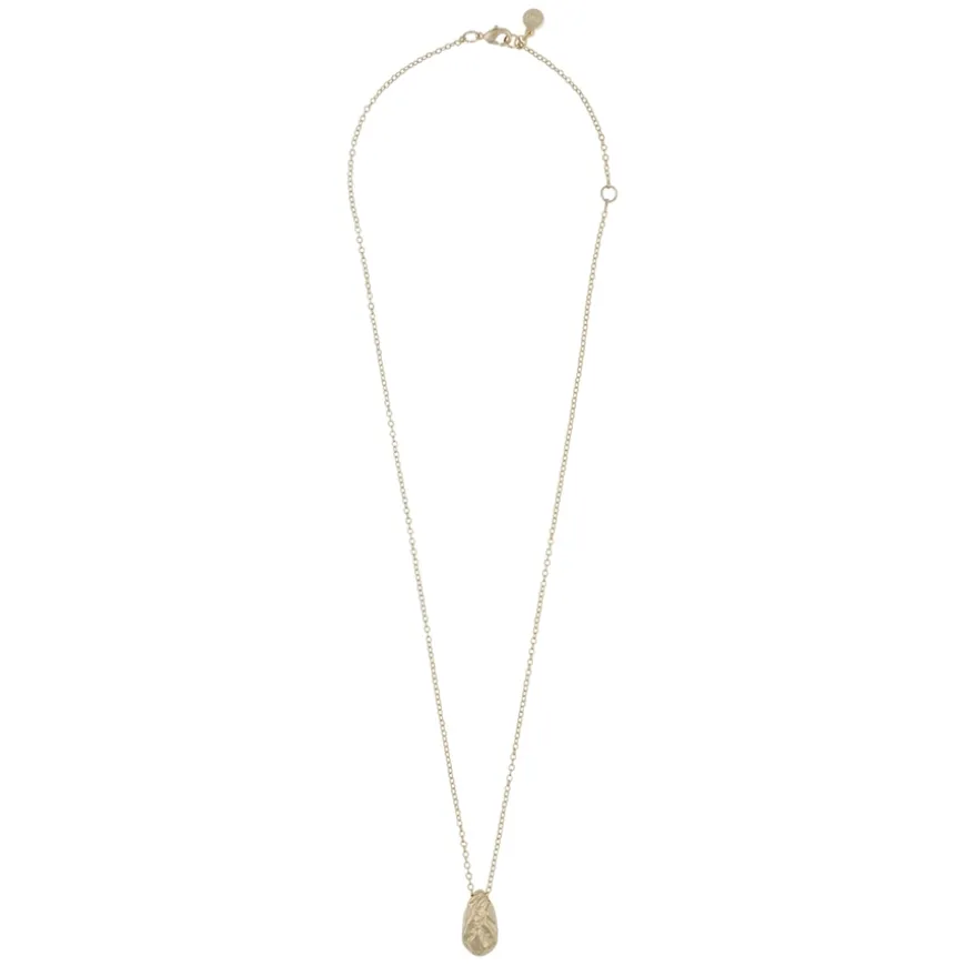 Gisele Oval Pendant Necklace Plain Gold 50cm