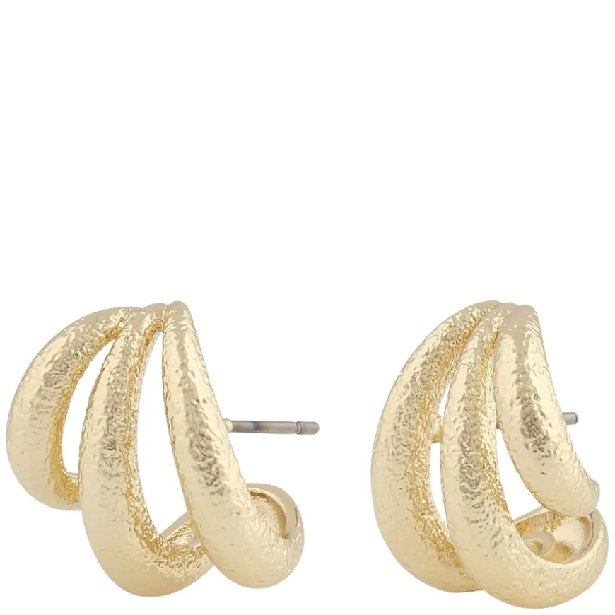 Gisele Wide Oval Earrings Plain Gold Onesize