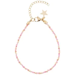 Glass Bead Bracelet 2mm Rose Mix