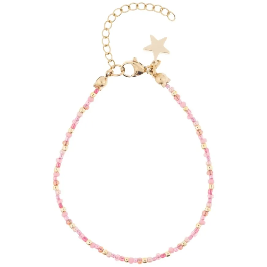 Glass Bead Bracelet 2mm Rose Mix