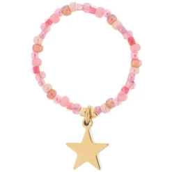 Glass Bead Ring 2mm With Charm Rose Mix With Star Charm