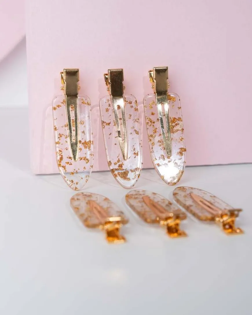 Gold Flake No Crease Clips 6pcs