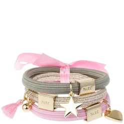 Hair Ties Charm Combo Pink & Green With Gold 3pcs