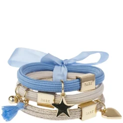 Hair Ties Charm Combo Sand & Blues With Gold 3pcs