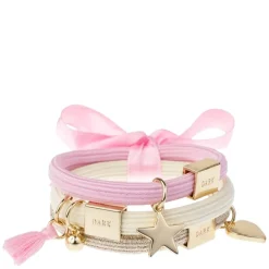 Hair Ties Charm Combo Yellow & Pink With Gold 3pcs