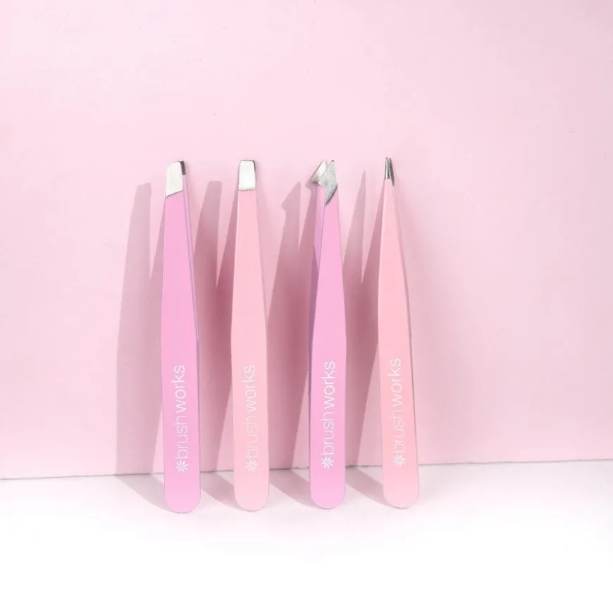 HD Combination Tweezer Set Pink 4pcs