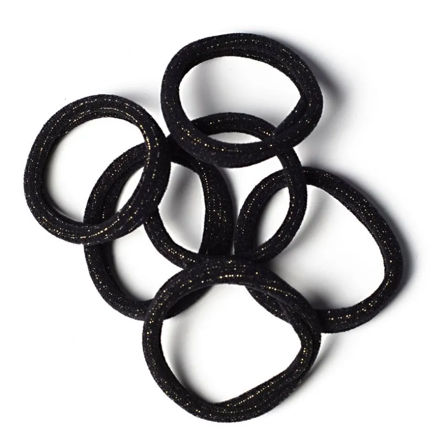 Hårstrikk Sort/sølv 6 stk