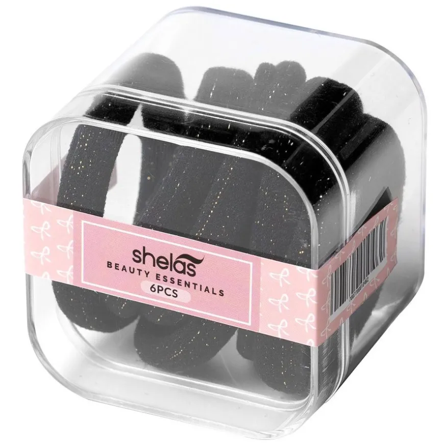 Hårstrikk Sort/sølv 6 stk