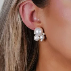 Icon Earring Silver/White Onesize