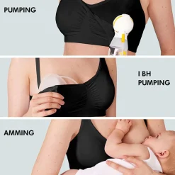 3-In-1 Nursing And Pumping Bra Black L