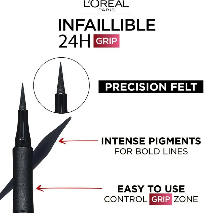 Infaillible Grip 24H Precision Felt Eyeliner 01 Black 1pcs