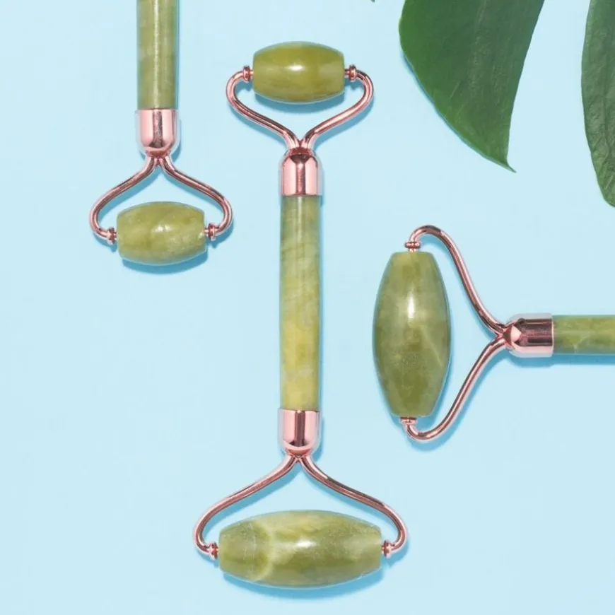 Island Jade Rose Gold Gemstone Facial Roller