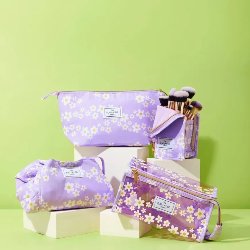 Jelly Flat Lay Makeup Box Bag Lilac Daisy
