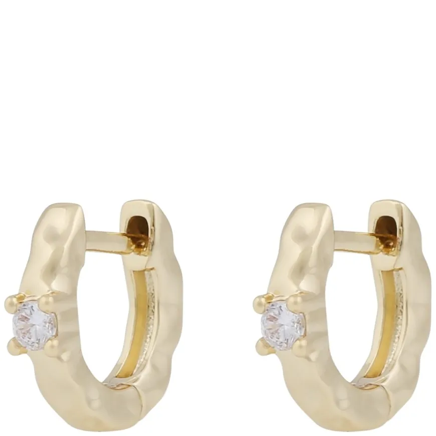 Jen Small Stone Ring Earrings Gold Clear Onesize