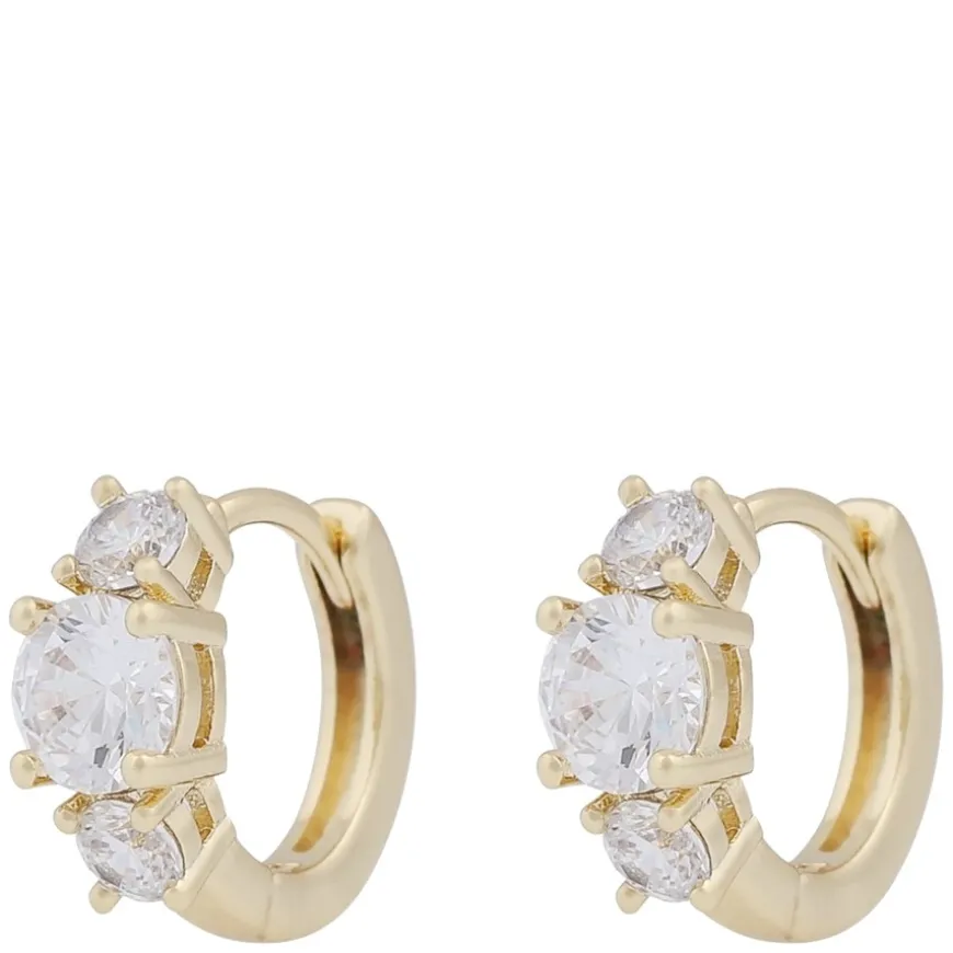 Jen Stone Ring Earrings Gold Clear Onesize