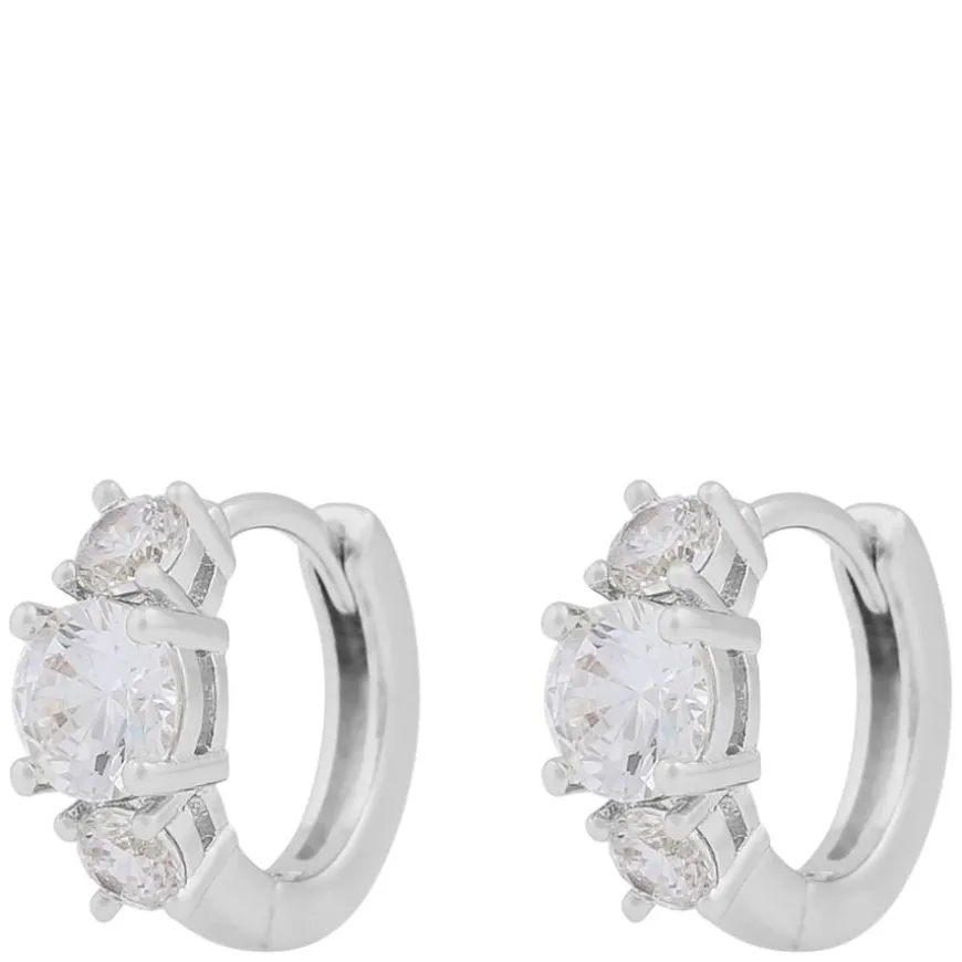 Jen Stone Ring Earrings Silver Clear Onesize