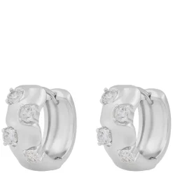 Jen Stone Wide Ring Earrings Silver Clear Onesize