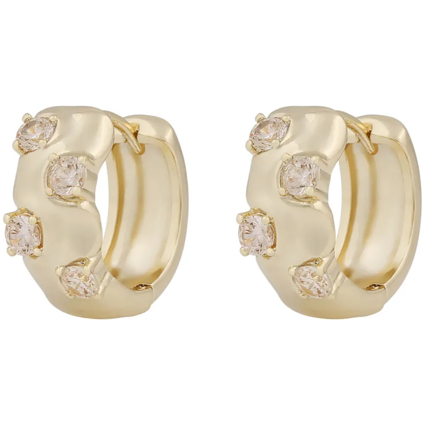 Jen Stone Wide Ring Earrings Gold Champagne Onesize