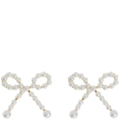 Juliette Cute Pearl Bow Stud Earrings