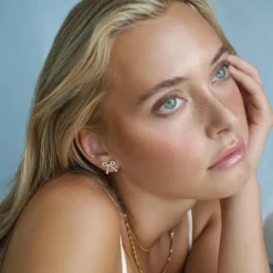 Juliette Cute Pearl Bow Stud Earrings