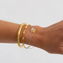 Juniper Wavy Twisted Bangle Bracelet Stainless Steel