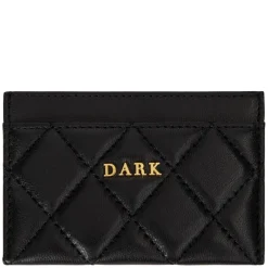 Leather Quilted Card Holder Black