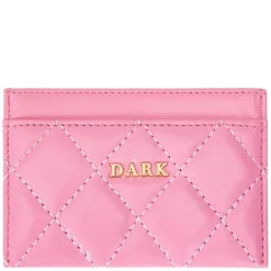 Leather Quilted Card Holder Bubblegum Pink