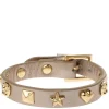 Leather Sign Stud Bracelet Champagne Metallic