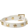 Leather Sign Stud Bracelet White