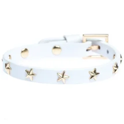Leather Star Stud Bracelet Mini White