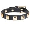 Leather Stud Bracelet Black With Gold