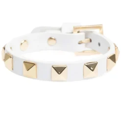 Leather Stud Bracelet White