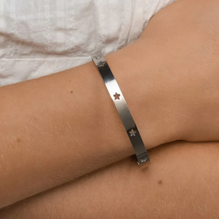 Leia Star Bangle Bracelet Silver