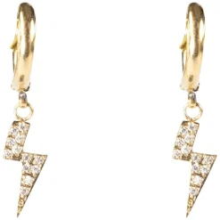 Lightning Hoop With Crystals Gold