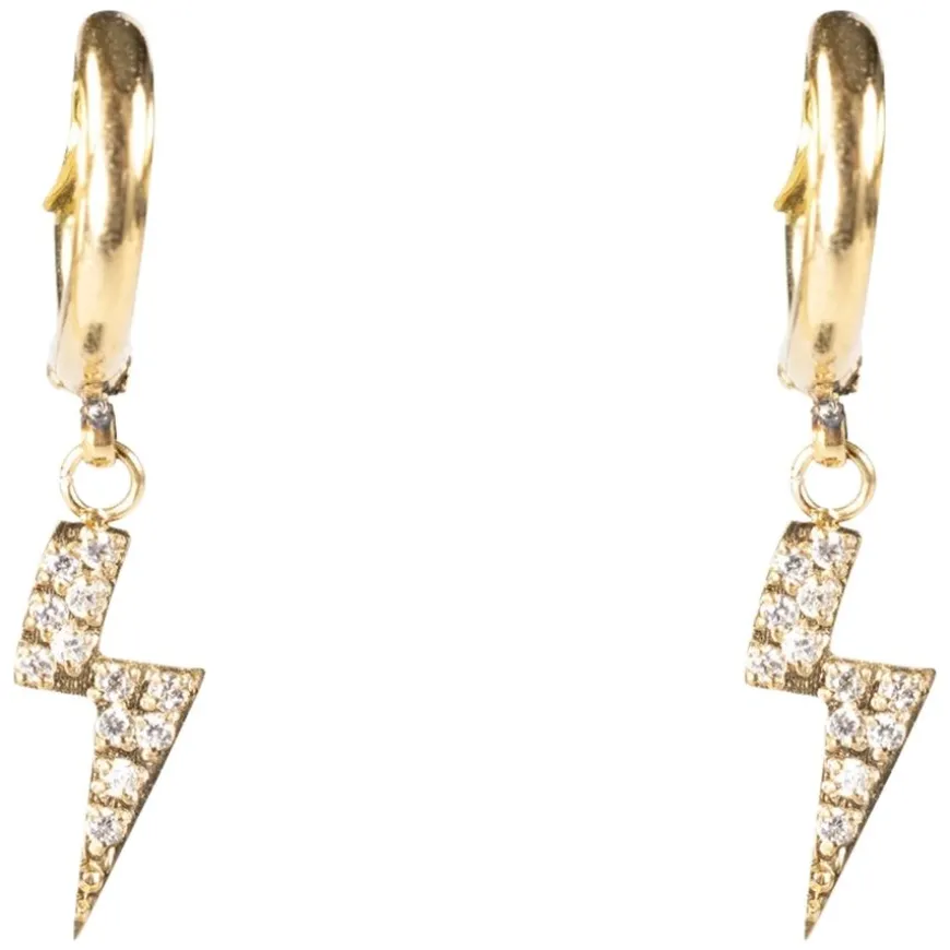 Lightning Hoop With Crystals Gold