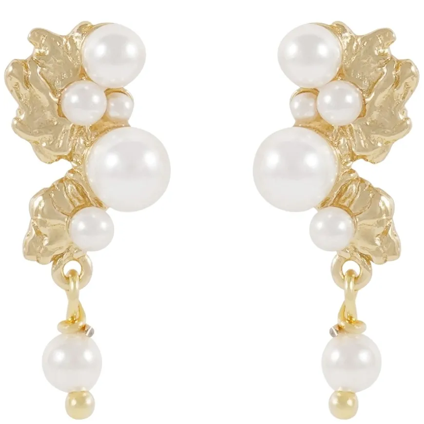 Line Earring Gold/White Onesize