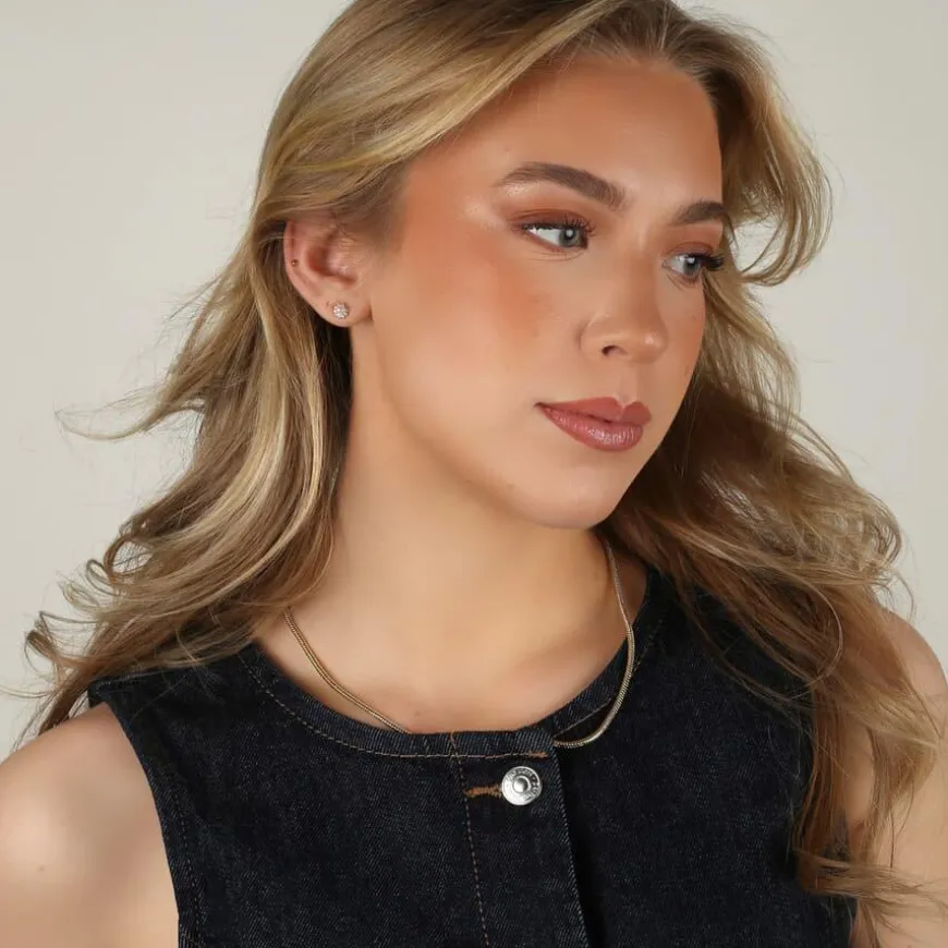 Line Pearl Earring Gold/White Onesize