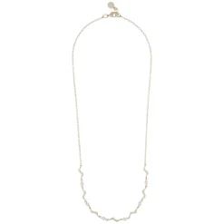 Line Pearl Necklace Gold/White 42cm