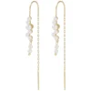 Line Tassle Earring Gold/White Onesize