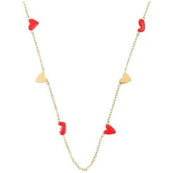 Linnea Heart Chain Necklace Red And Gold