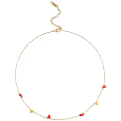 Linnea Heart Chain Necklace Red And Gold