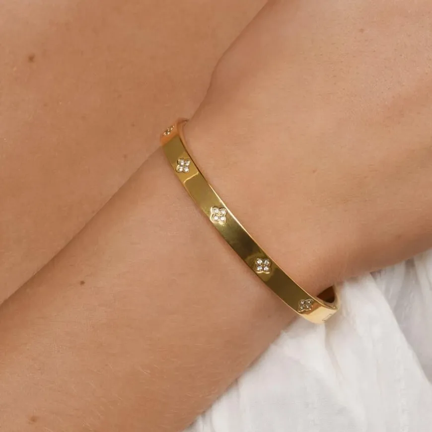 Liv Crystal Clover Bangle Bracelet