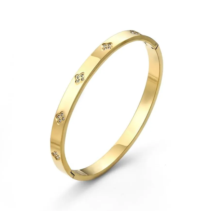 Liv Crystal Clover Bangle Bracelet