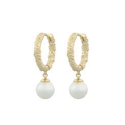 London Ring Pendant Earring Gold/White 14mm