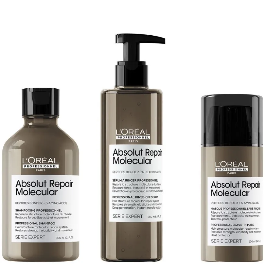 L'Oréal Professionnel Repair Molecular Shampoo, Rinse-Out Serum and Leave-In