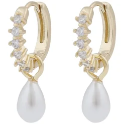 Lucy Drop Ring Pendant Earrings Gold White Onesize