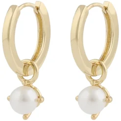 Lucy Ring Pendant Earrings Gold White Onesize